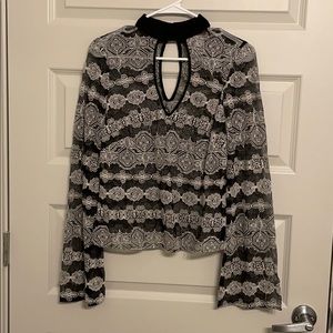 NWOT Sheer Pattern Long Sleeve Blouse
